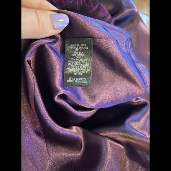 GUESS BLACK LABEL Purple Silk Strapless Dress w Velvet Design Junior Sz 3 - Picture 6 of 6